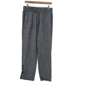 Soft Surroundings Small Kea Wide Leg Linen Pants Blue Button Detail